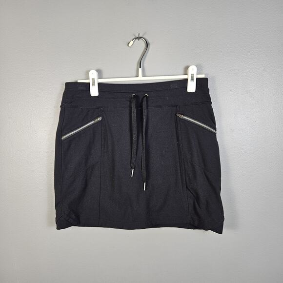 Athleta Dresses & Skirts - Athleta Womens Metro Skirt Skort Black Zip Pocket Lined Drawstring Size Small